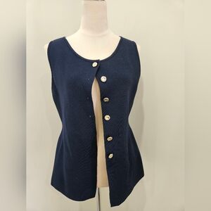 Bailey 44 Navy Sleeveless Button Front Knit Top – Size L